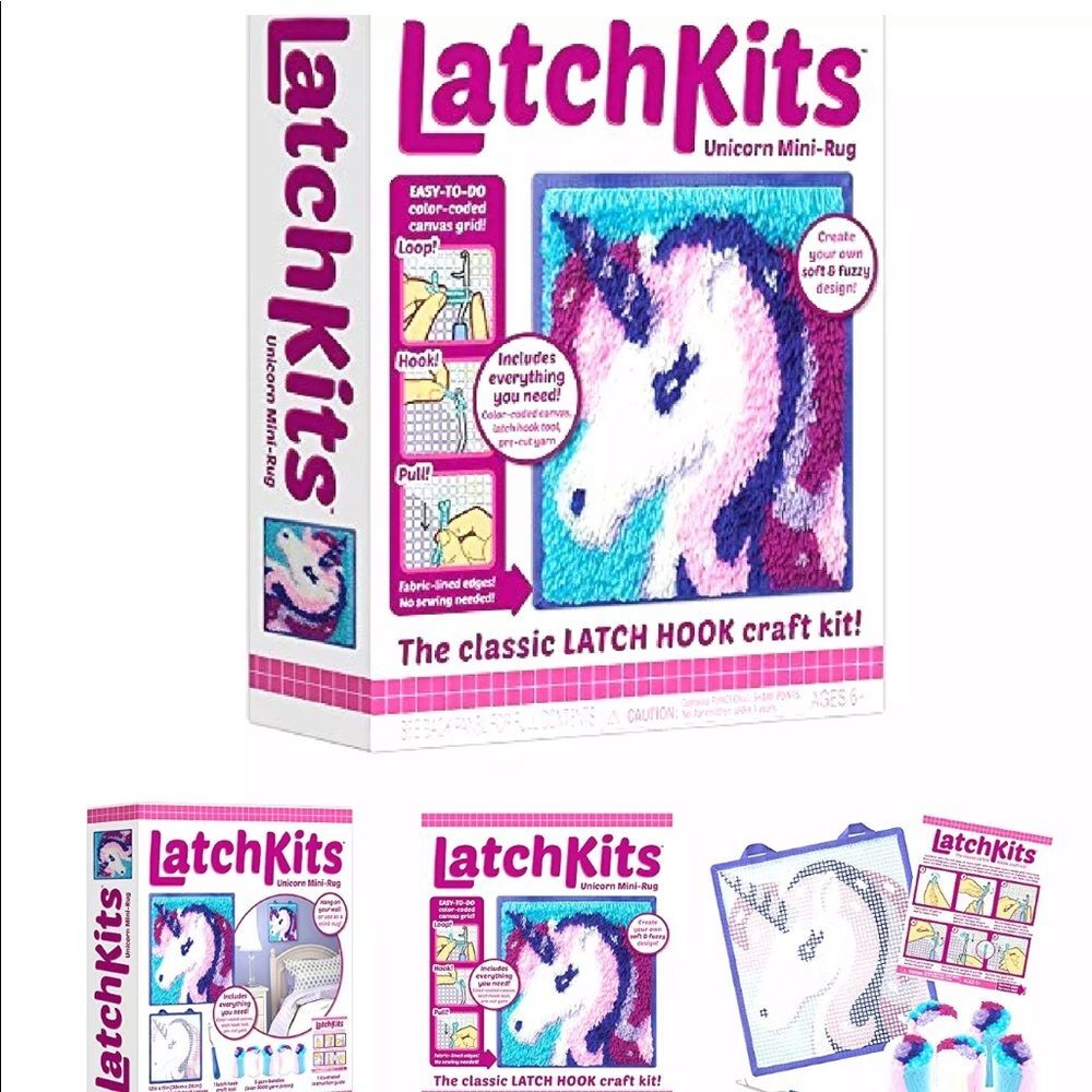 LatchKits Mini-Rug Latch Hook Craft Kit Unicorn